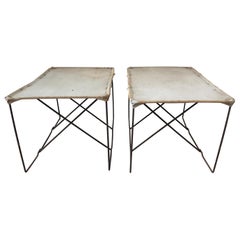 Pair of Vintage Canvas and Steel Army or Camp Tables