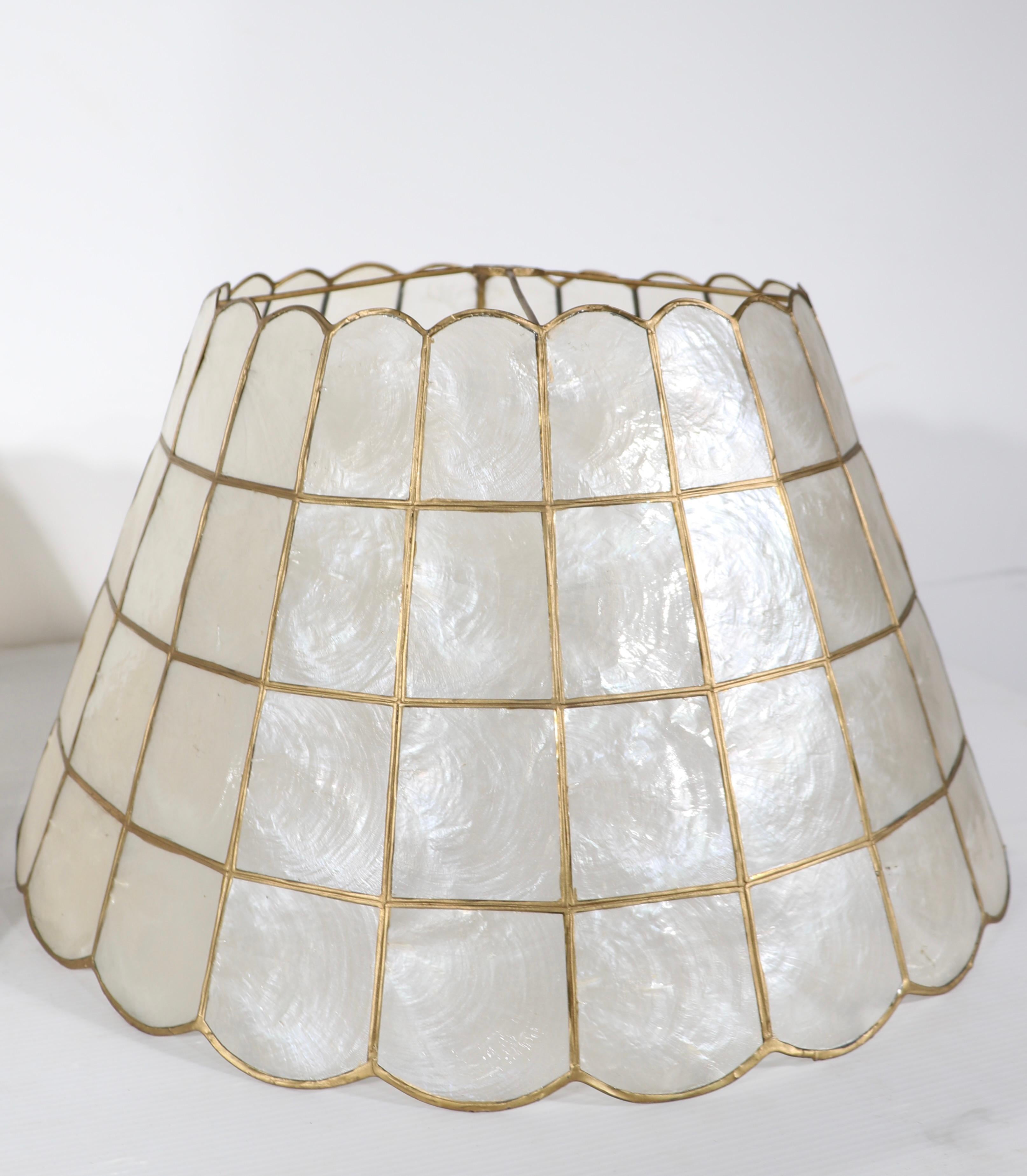 Pair of Vintage  Capiz Shell  Table Floor Lamp Shades  1