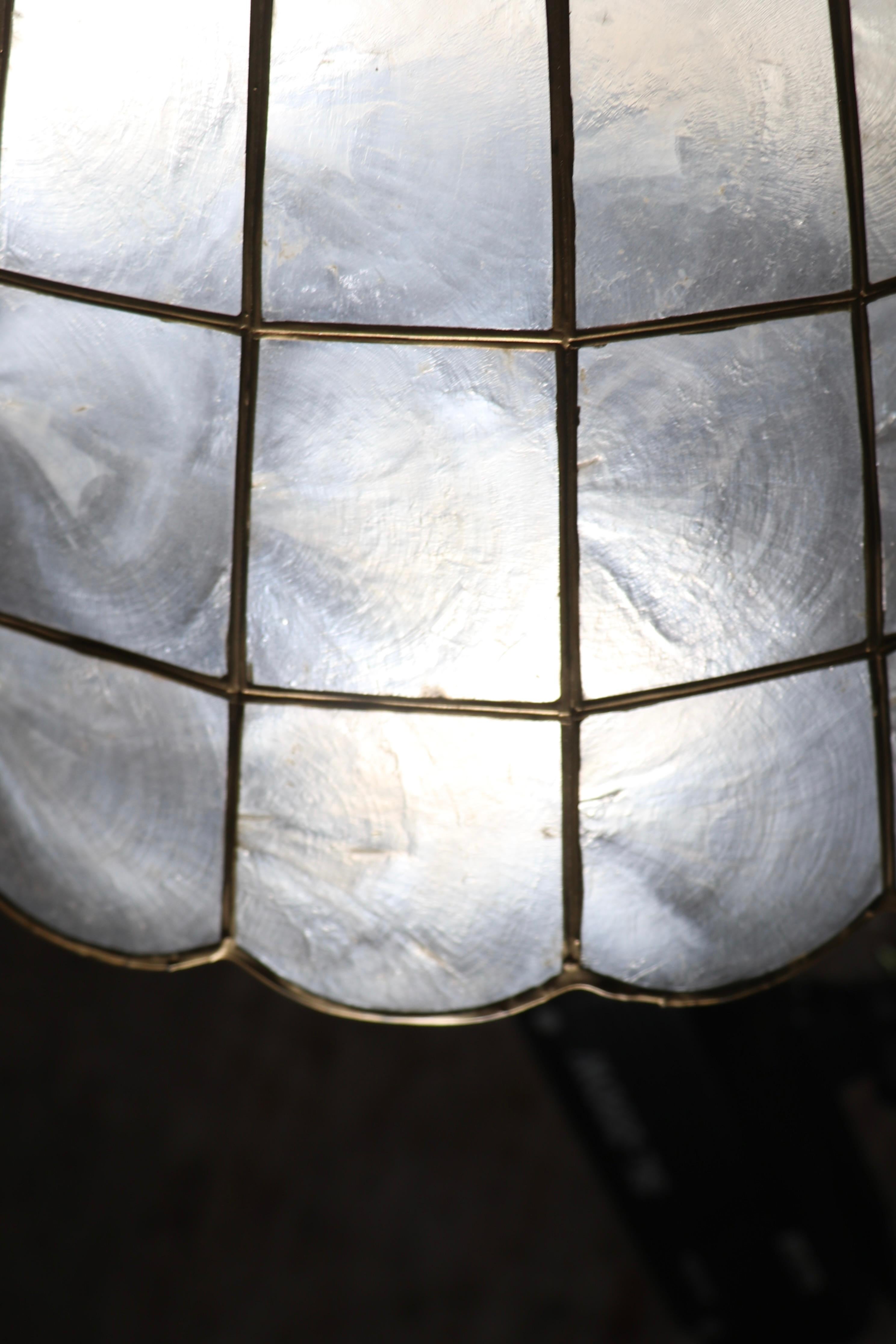 Pair of Vintage  Capiz Shell  Table Floor Lamp Shades  4