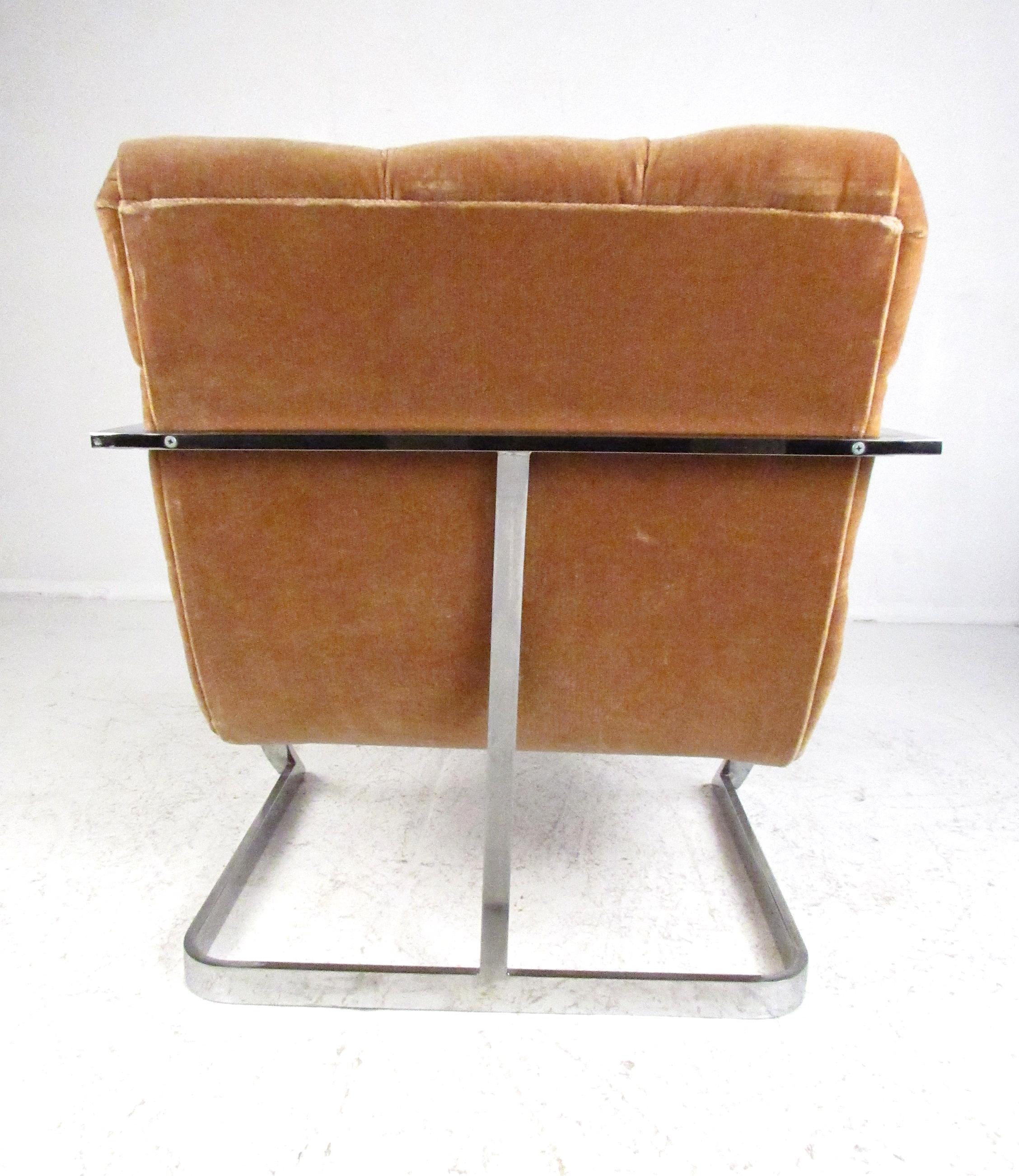 Late 20th Century Pair of Vintage Carsons Flat Bar Floating Sling Chairs after Milo Baughman