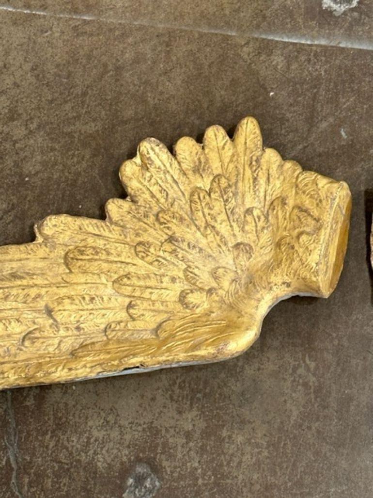 Italian Pair of Vintage Carved and Giltwood Wings For Sale