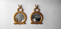 Pair of Vintage Carved Gilt Serpent Snake Wall Mirrors