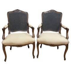 Pair Of Vintage Carved Louis XV Armchairs