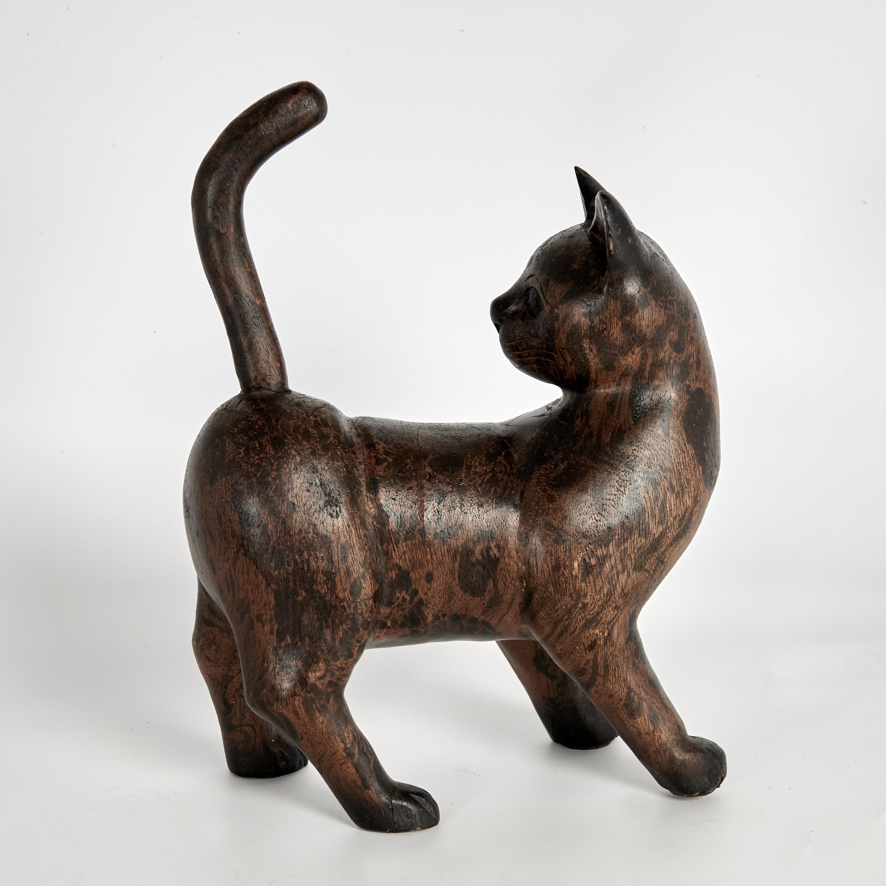 Legno Coppia di gatti vintage intagliati in Wood in vendita