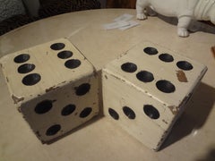 Large Pair of Vintage Carved Wood Dice