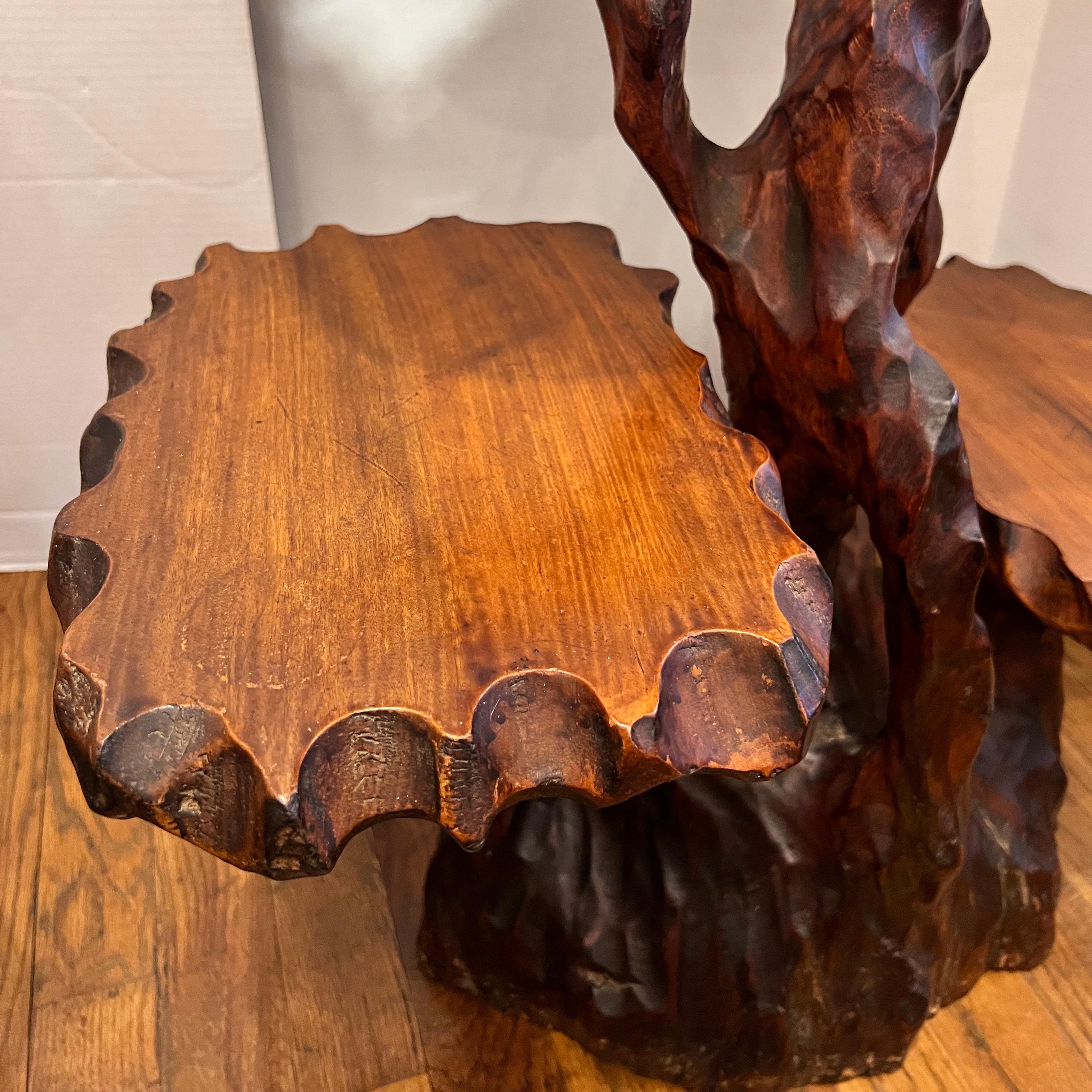 Pair of Vintage Carved Wood Tables For Sale 2