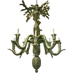 Pair of Vintage Carved Wood "Tree" Chandeliers, Sold Individually