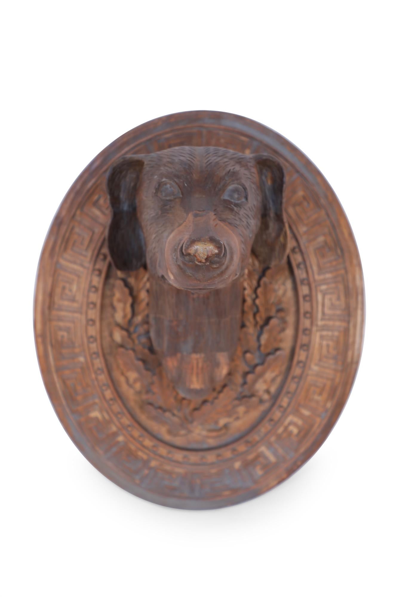 Pair of Vintage Carved Wooden Dog Head Wall Plaques 6