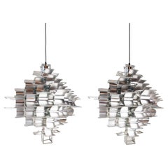 Cassiope-Deckenleuchten im Vintage-Stil aus Silber und Aluminium von Max Sauze, Paar