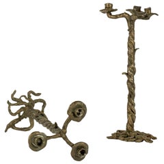Pair of Vintage Cast Bronze Candlesticks