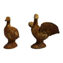 Pair of Vintage Cast Iron Ducks