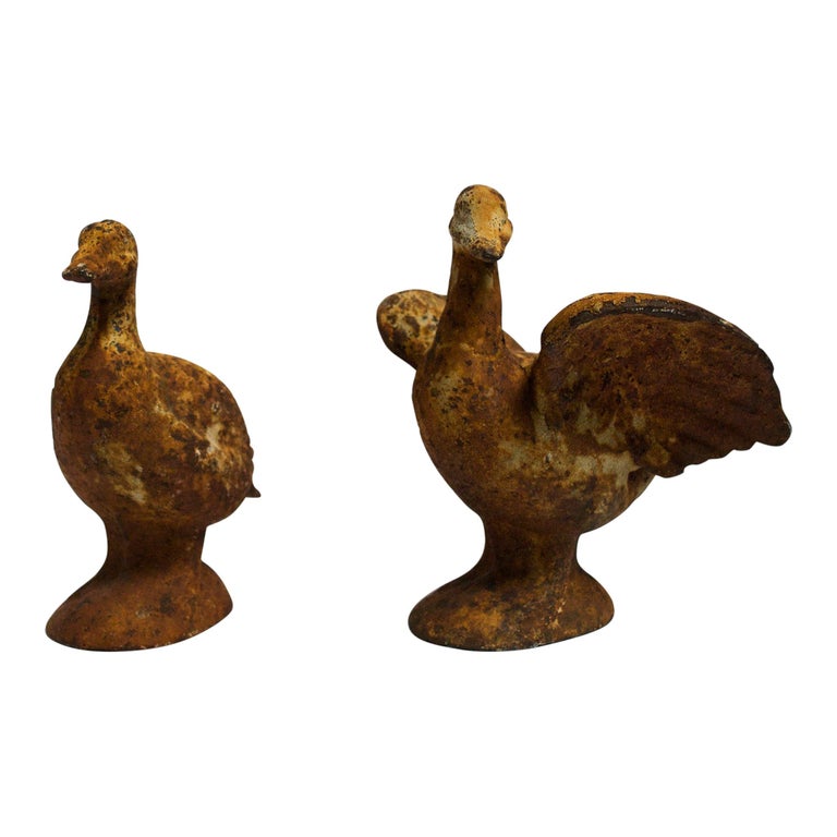Pair of Vintage Cast Iron Ducks at 1stDibs