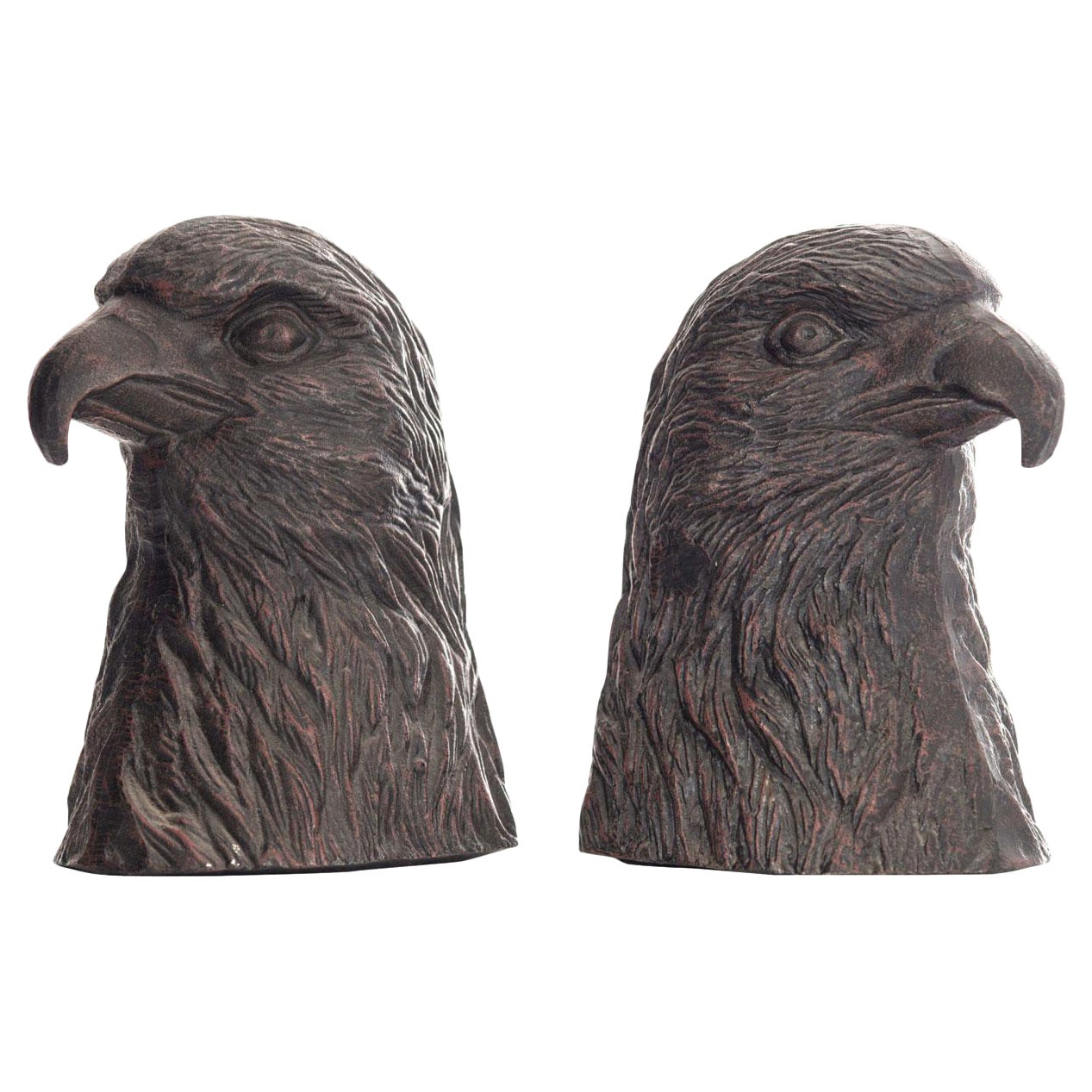 Pair of Vintage Cast Iron Eagle Head Bookends