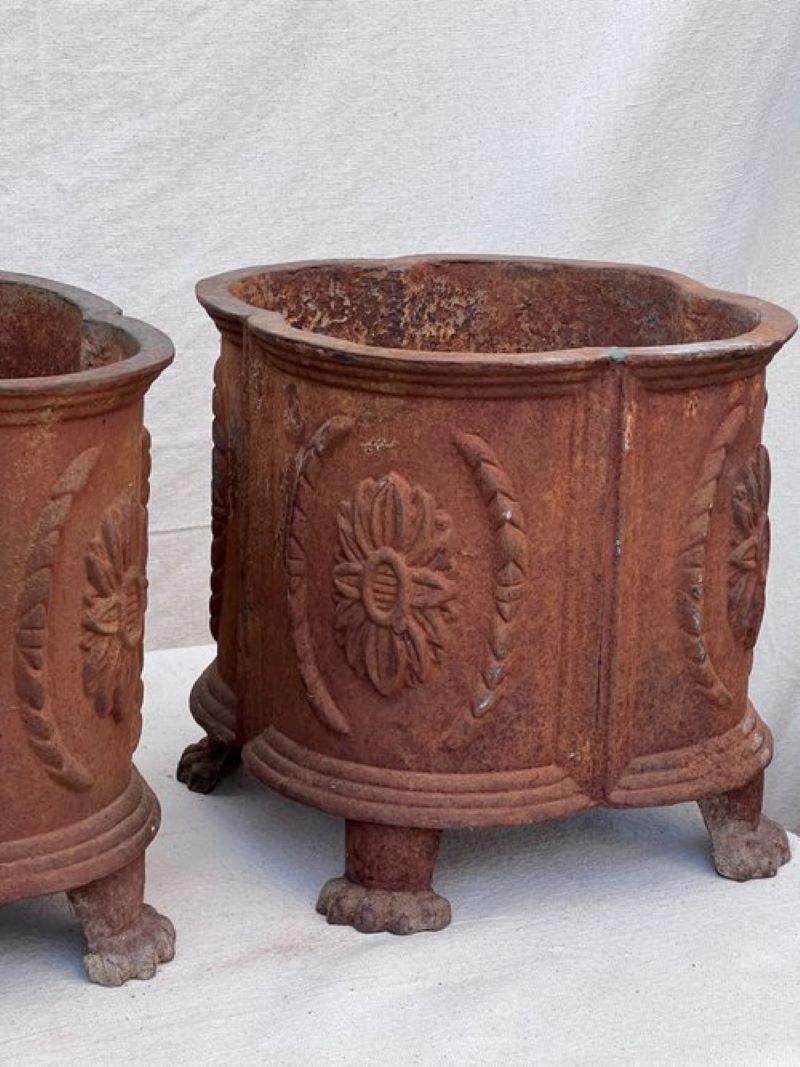 19th Century Pair of Vintage Cast Iron French Jardiniere For Sale