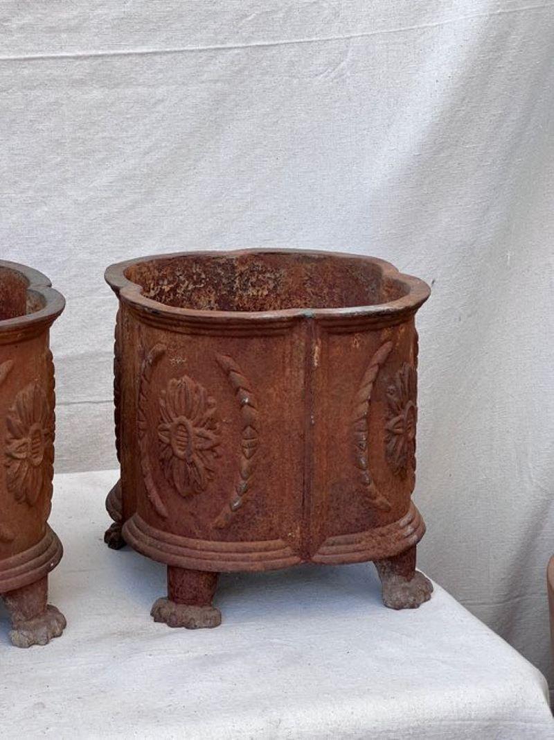 Pair of Vintage Cast Iron French Jardiniere For Sale 1