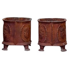Pair of Used Cast Iron French Jardiniere