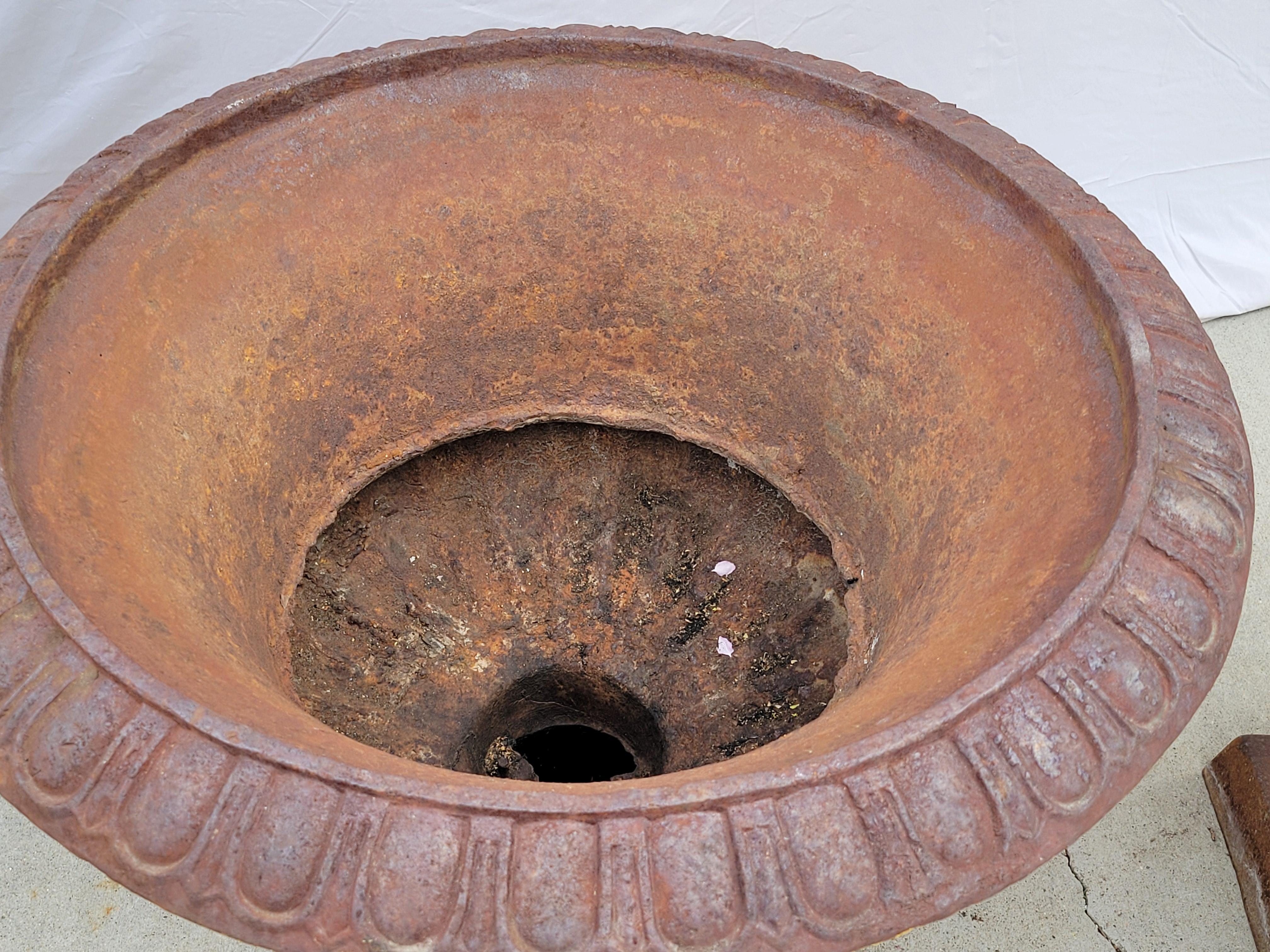 Ferro Coppia di fioriere classiche monumentali in ghisa d'epoca in vendita