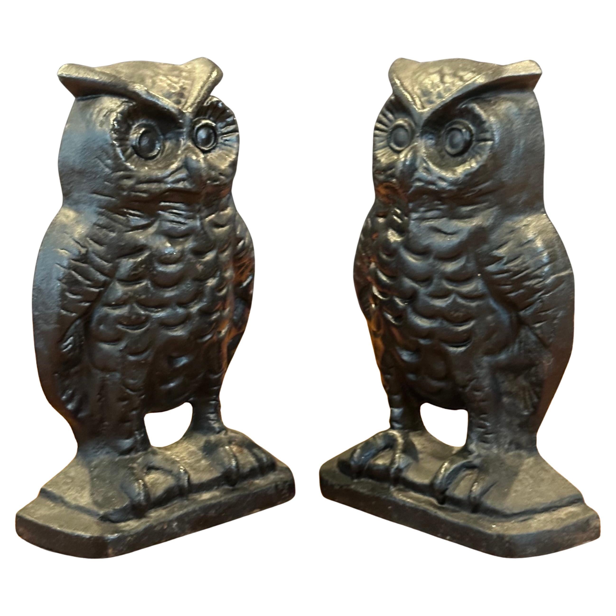 Pair of Vintage Cast Iron Owl Bookends