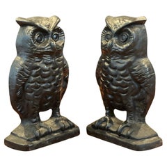 Pair of Vintage Cast Iron Owl Bookends