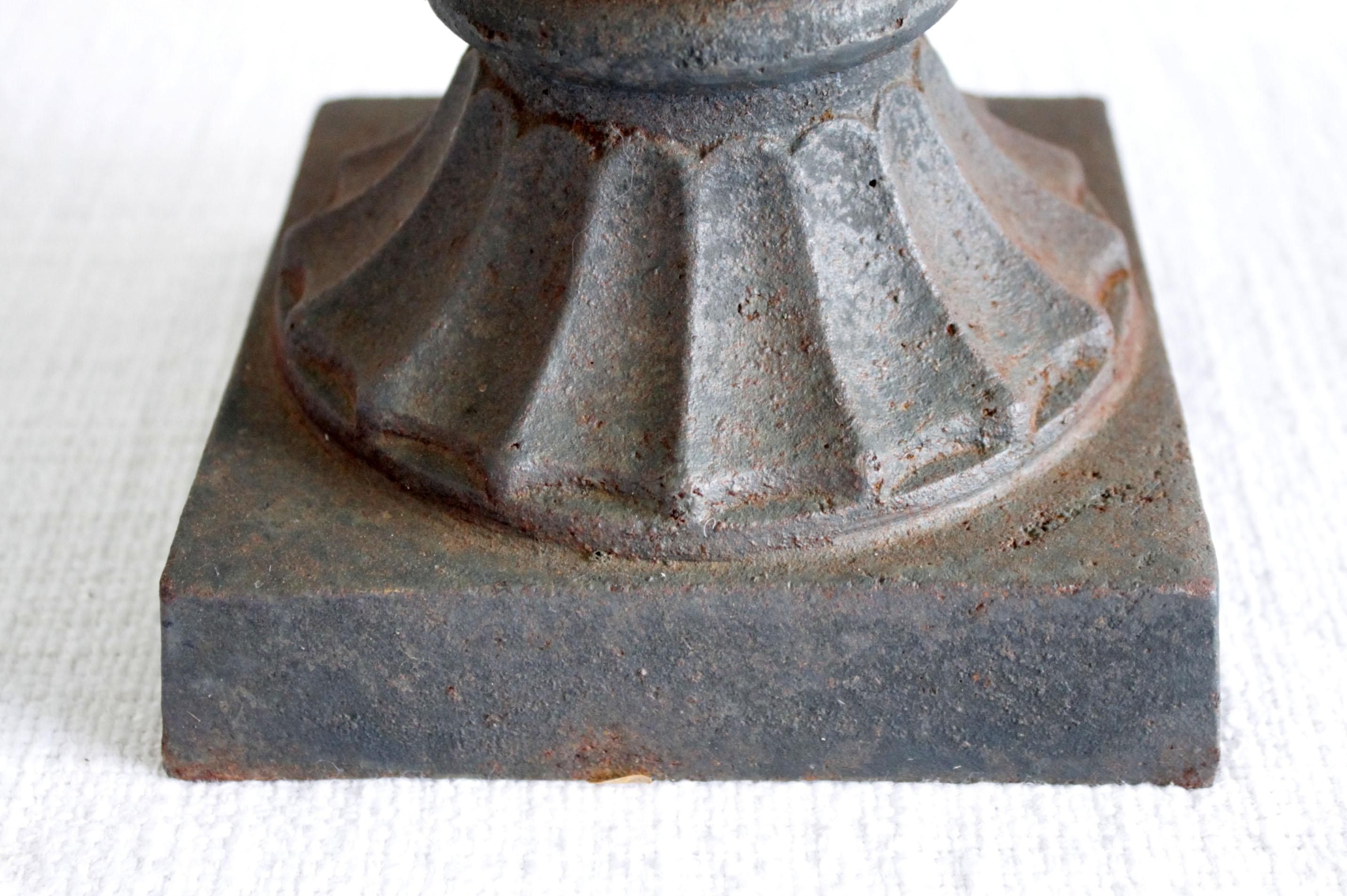 Pair of Vintage Cast Iron Pedestal Urns 1