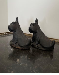 Vintage Cast Iron Scottie Bookends, Vintage Pair from the 1950s