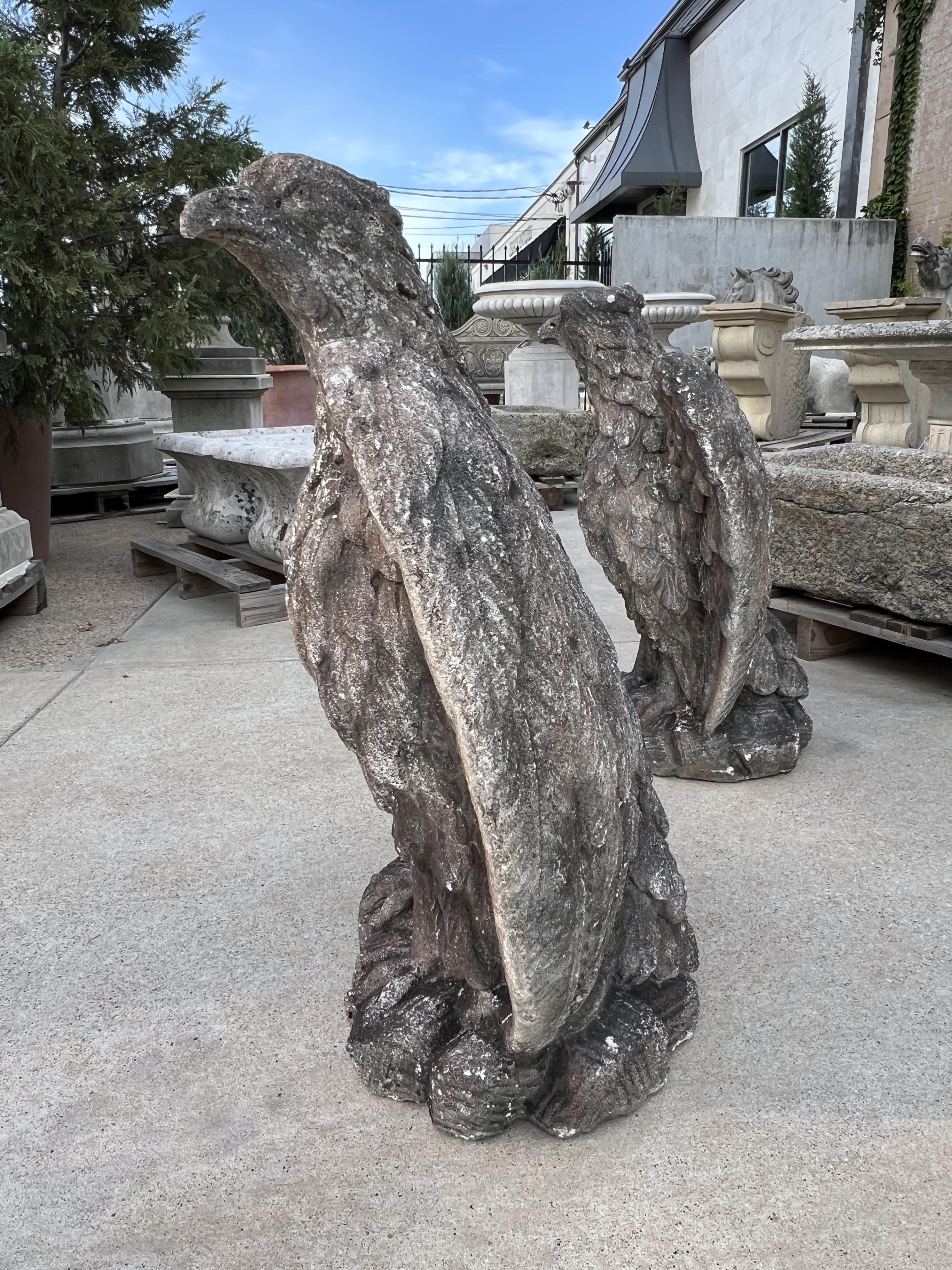 Pair of Vintage Cast Stone Eagles from France For Sale 7