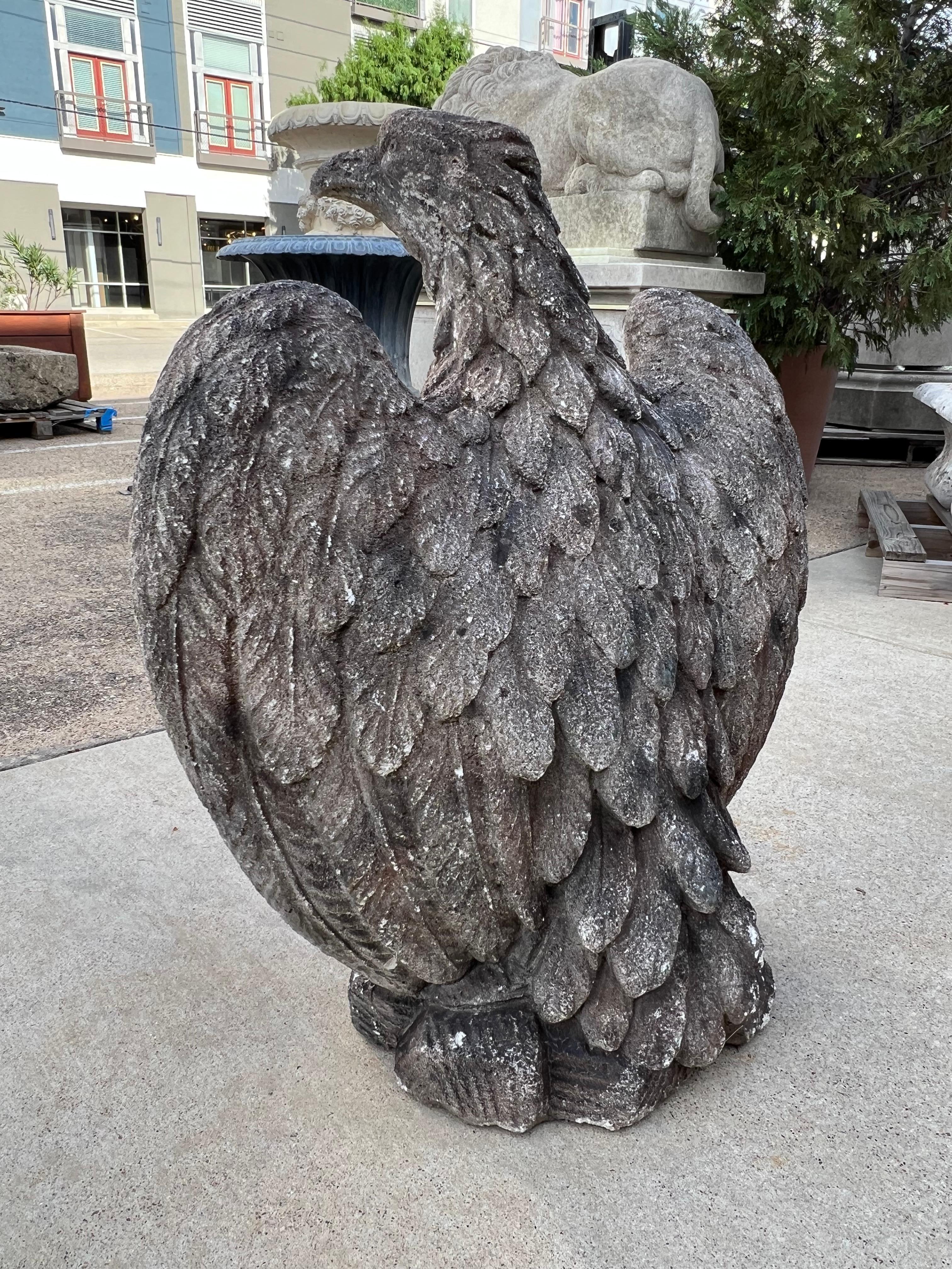 Pair of Vintage Cast Stone Eagles from France For Sale 8