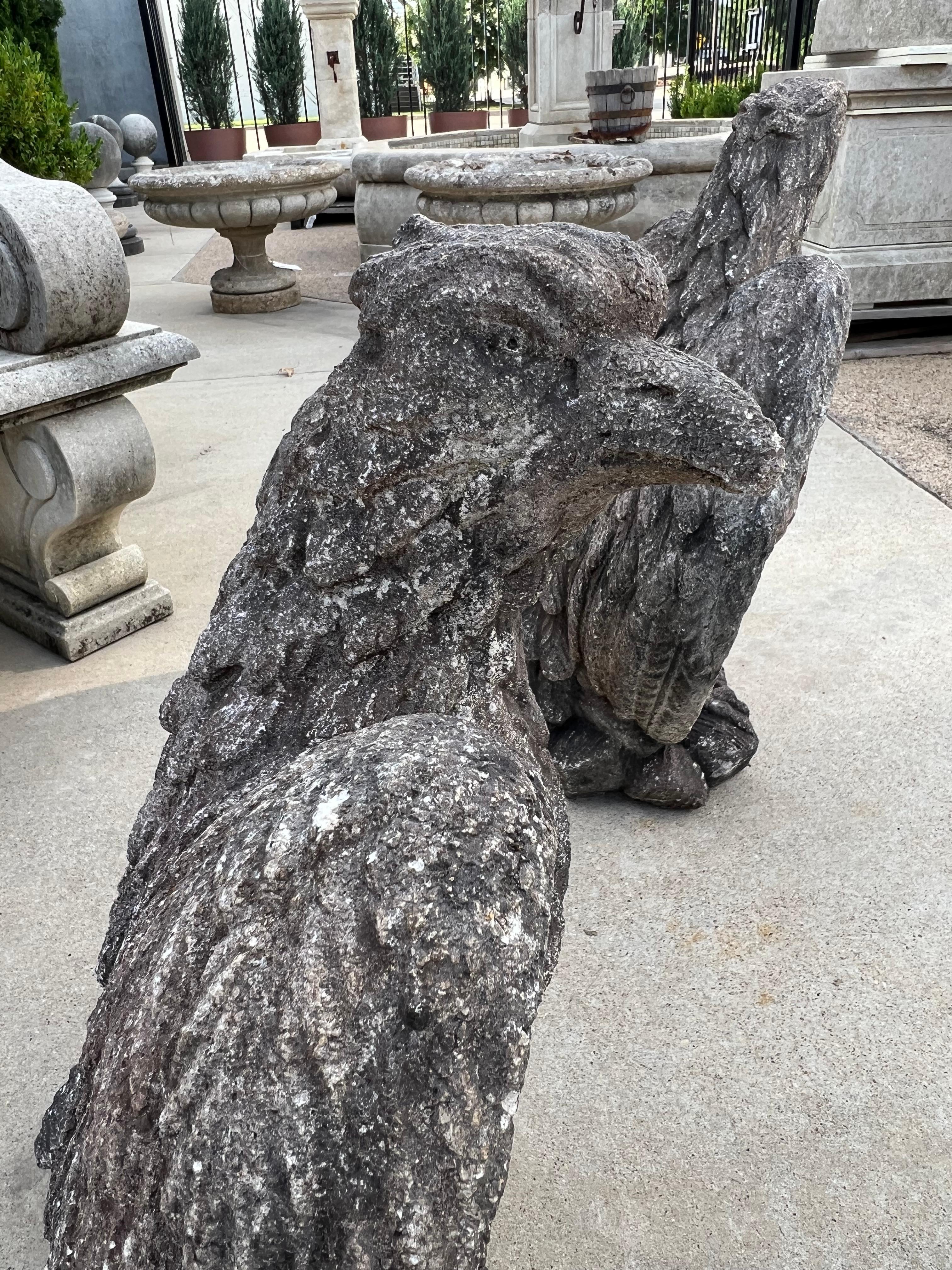Pair of Vintage Cast Stone Eagles from France For Sale 9
