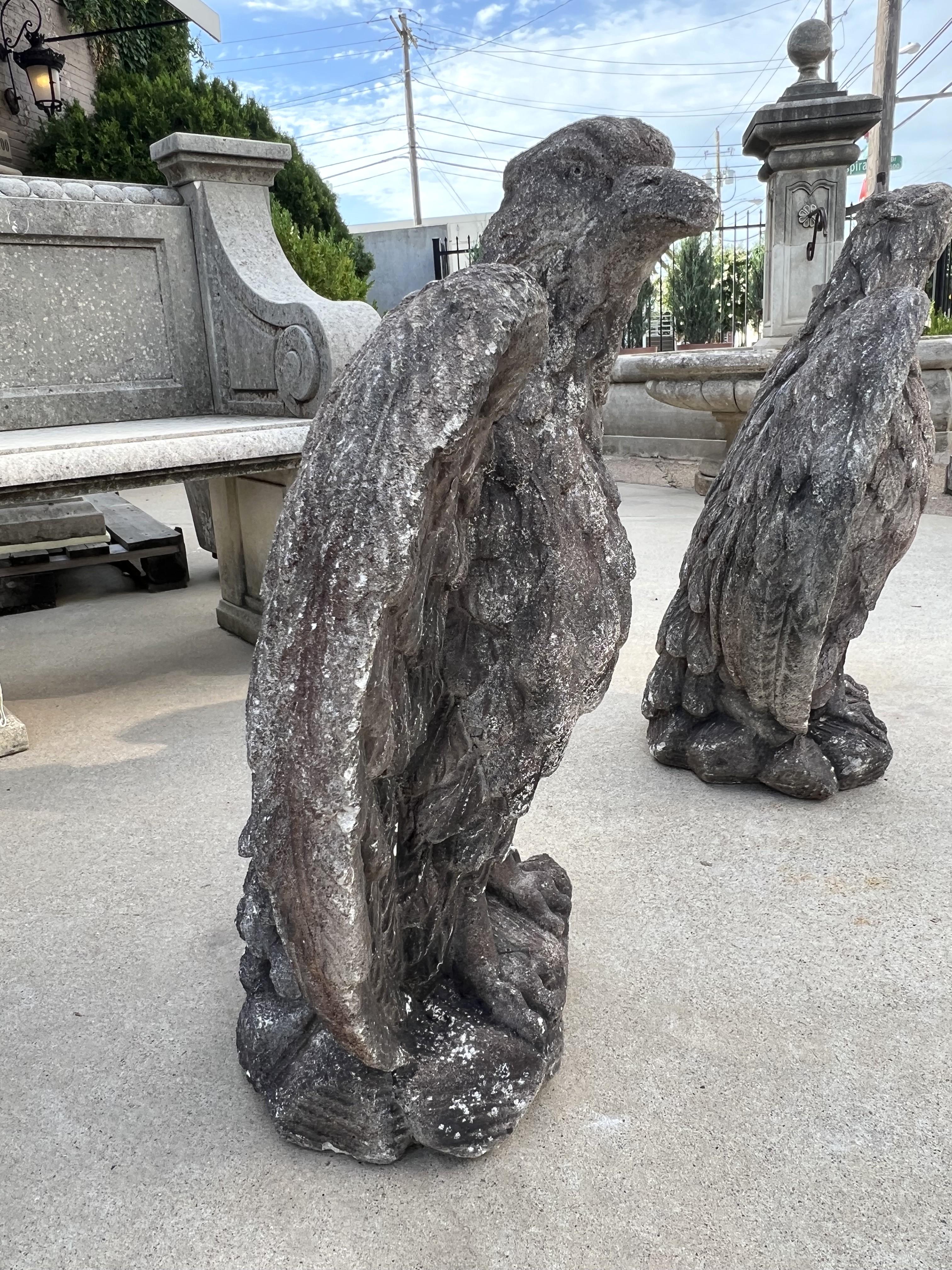 Pair of Vintage Cast Stone Eagles from France For Sale 10