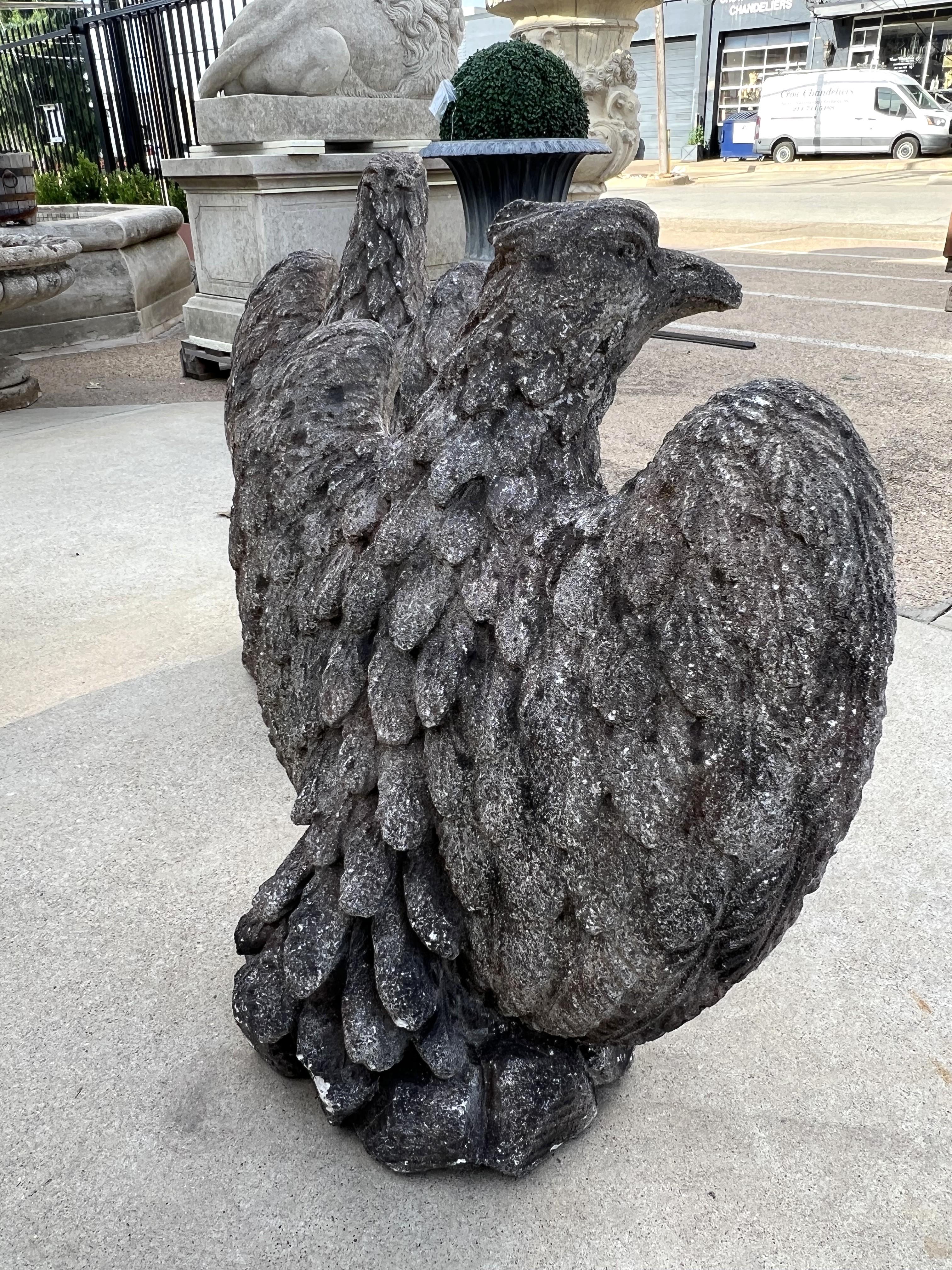 Pair of Vintage Cast Stone Eagles from France For Sale 11