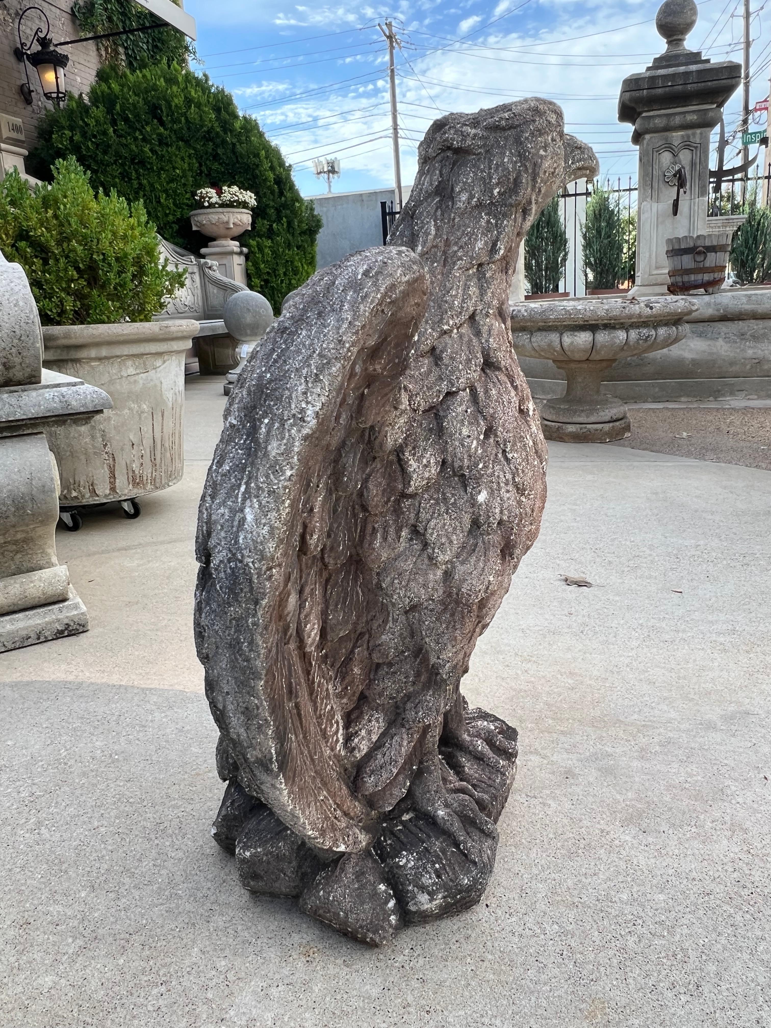 Pair of Vintage Cast Stone Eagles from France For Sale 12