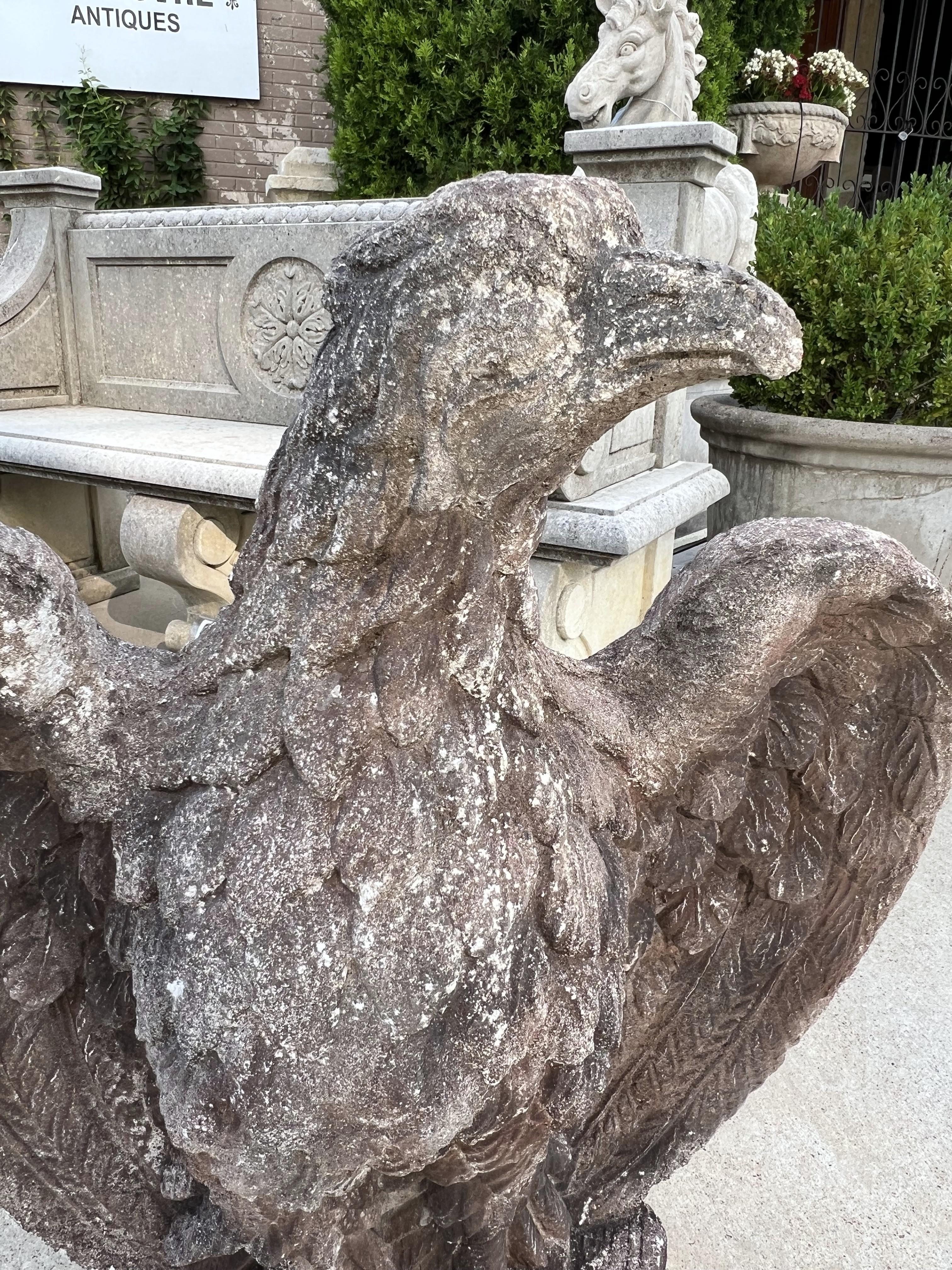 Pair of Vintage Cast Stone Eagles from France For Sale 1