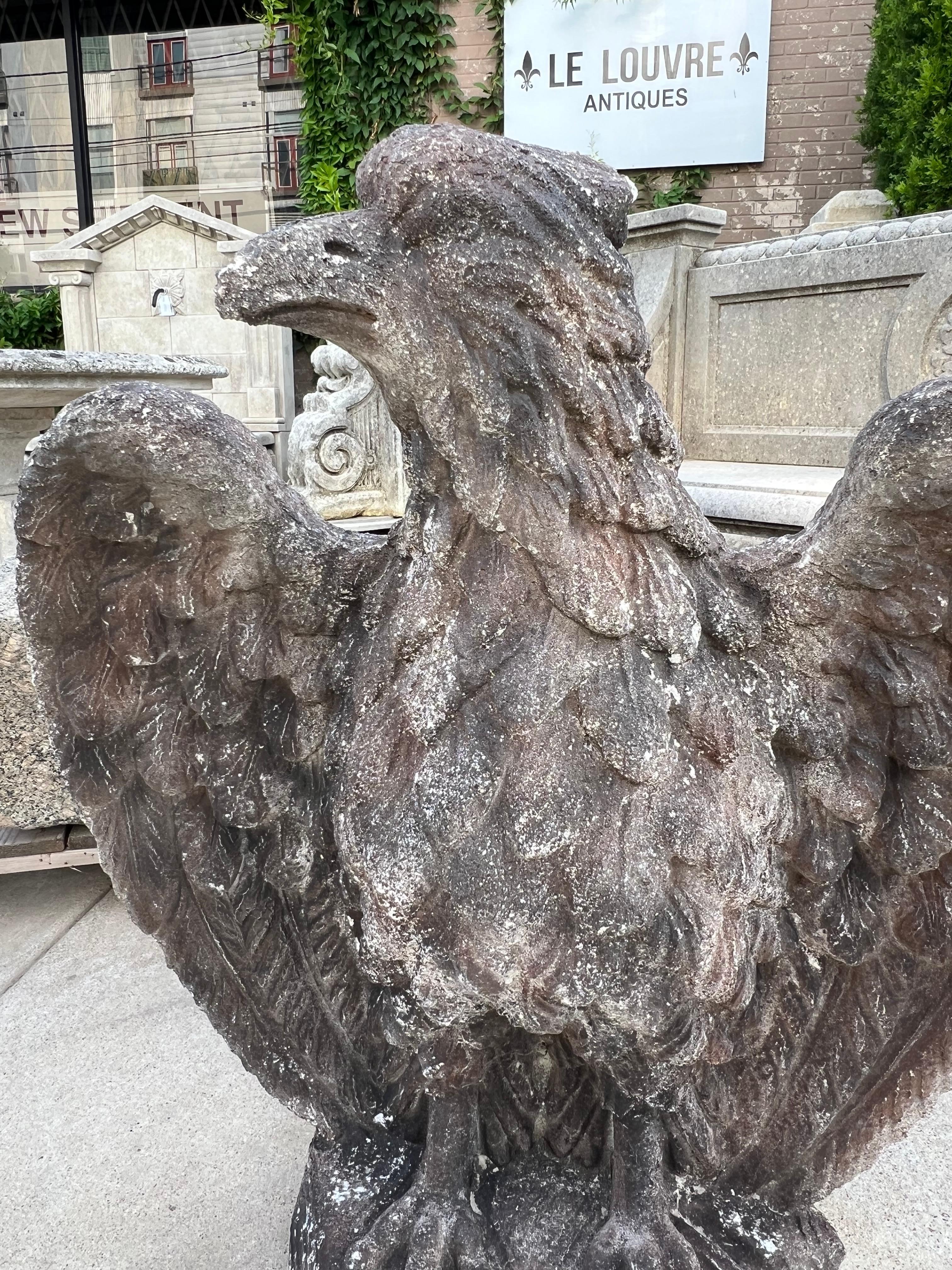 Pair of Vintage Cast Stone Eagles from France For Sale 2