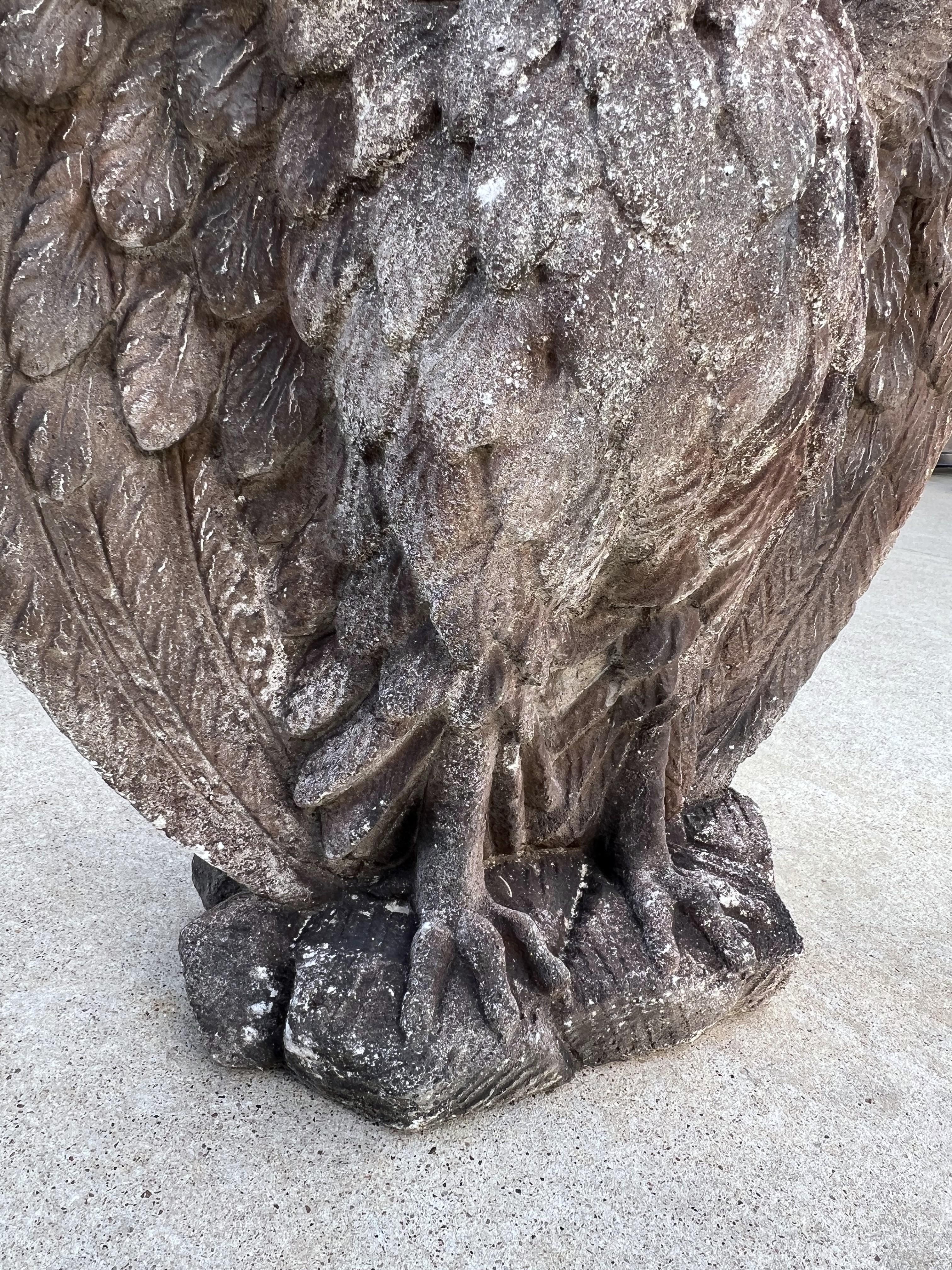 Pair of Vintage Cast Stone Eagles from France For Sale 3
