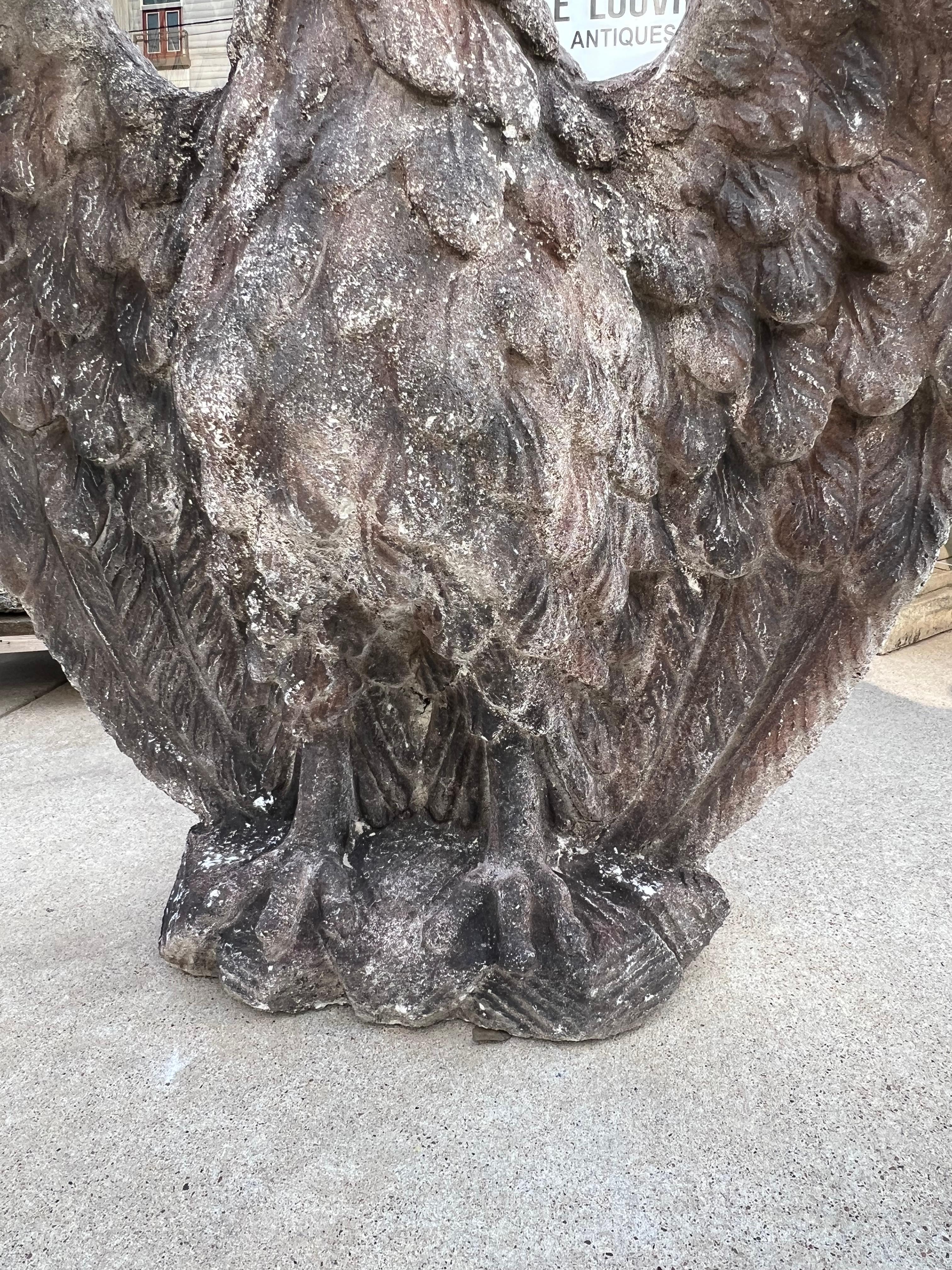 Pair of Vintage Cast Stone Eagles from France For Sale 4