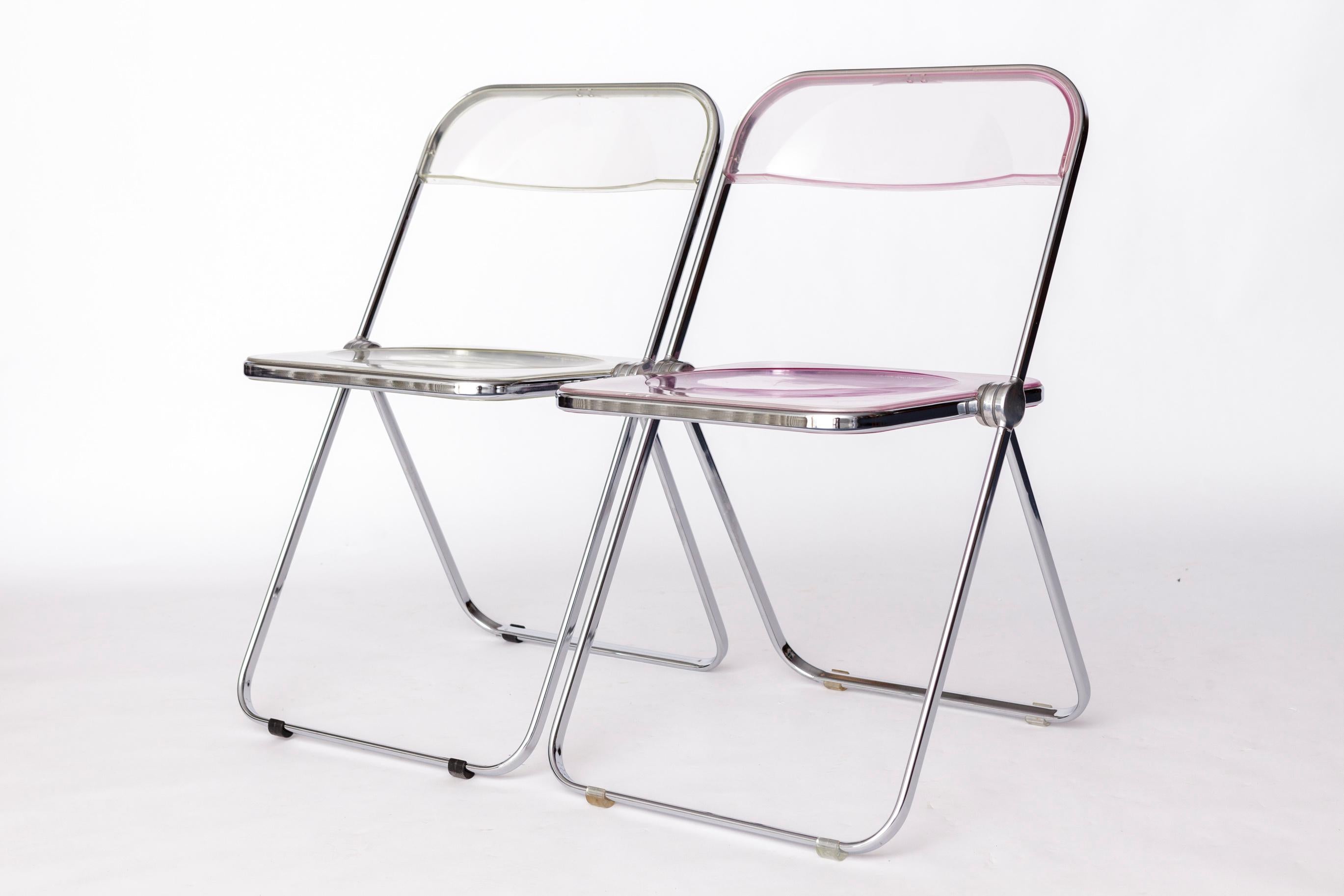 Paar Vintage Castelli Plia Klappstühle, 1970er Jahre Italien, Original Design (Poliert) im Angebot