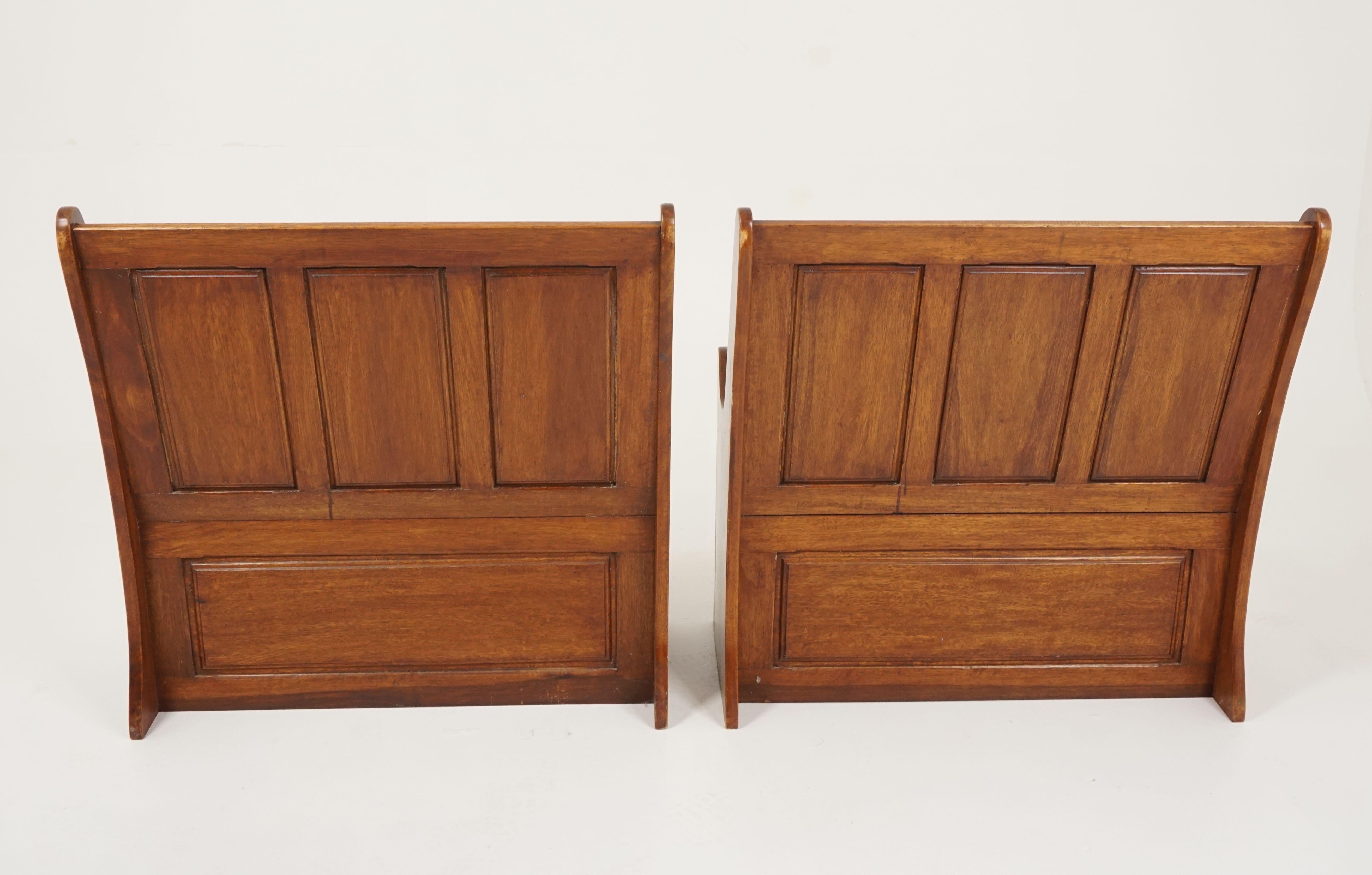 Pair of Vintage Caved Gothic Style Box Seat Low Benches, England 1950, B2569 3