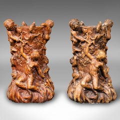 Pair of Vintage Centrepiece Candle Holders, French, Plaster, Decor, Candlestick