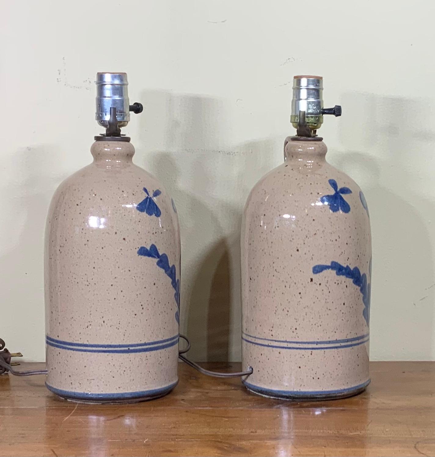 20th Century Pair of Vintage Ceramic Bottle Table Lamps 20th C