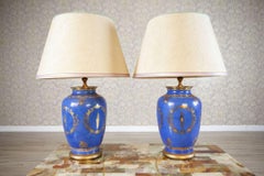 Paar elektrische Vintage-Keramik-Lampen aus dem späten 20. Jahrhundert