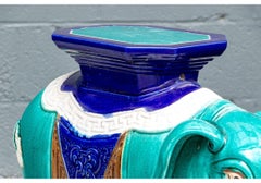 Coppia di sgabelli da giardino a forma di elefante in ceramica vintage