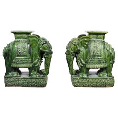 Pair of Vintage Ceramic Elephant Stands