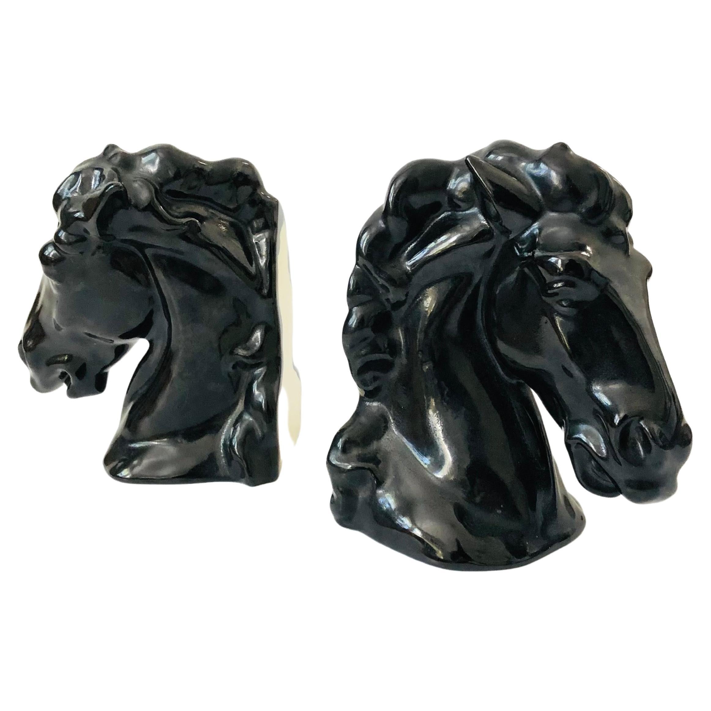 Dollhouse Miniature Metal Horse Bookends with Antique Finish S1517A 