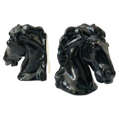 Pair of Vintage Ceramic Horse Bookends