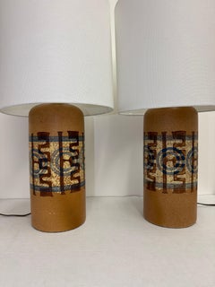 Pair of Vintage Ceramic Lamps by Elspeth Cohen for Lapid  MCM studio pottery