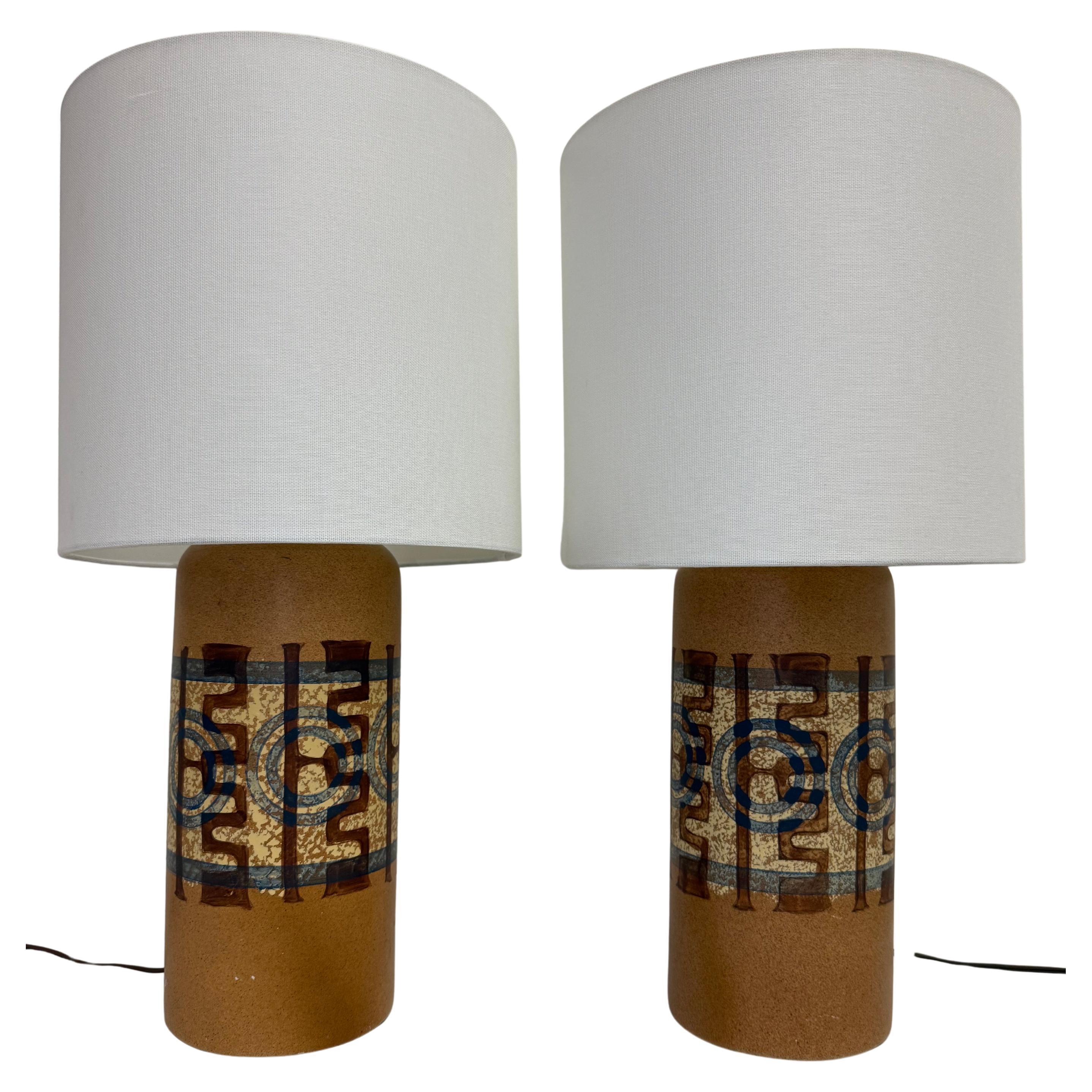 Coppia di lampade in ceramica vintage di Elspeth Cohen per Lapid  Studio Pottery di MCM