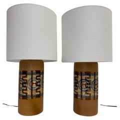Coppia di lampade in ceramica vintage di Elspeth Cohen per Lapid  Studio Pottery di MCM