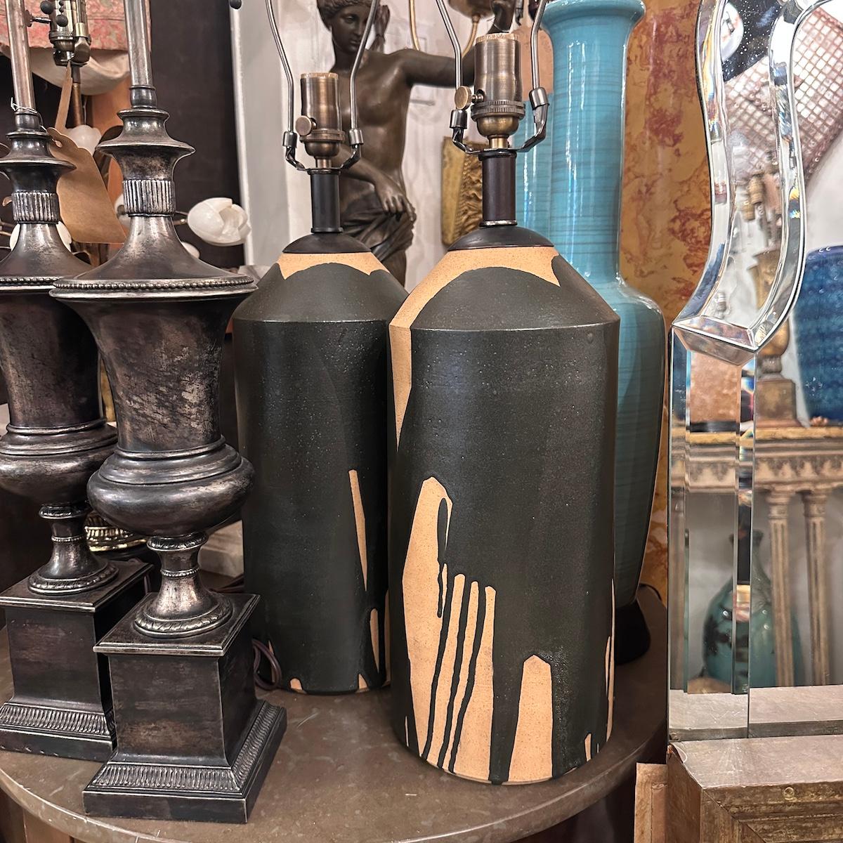 Paire de lampes en céramique vintage Bon état - En vente à New York, NY