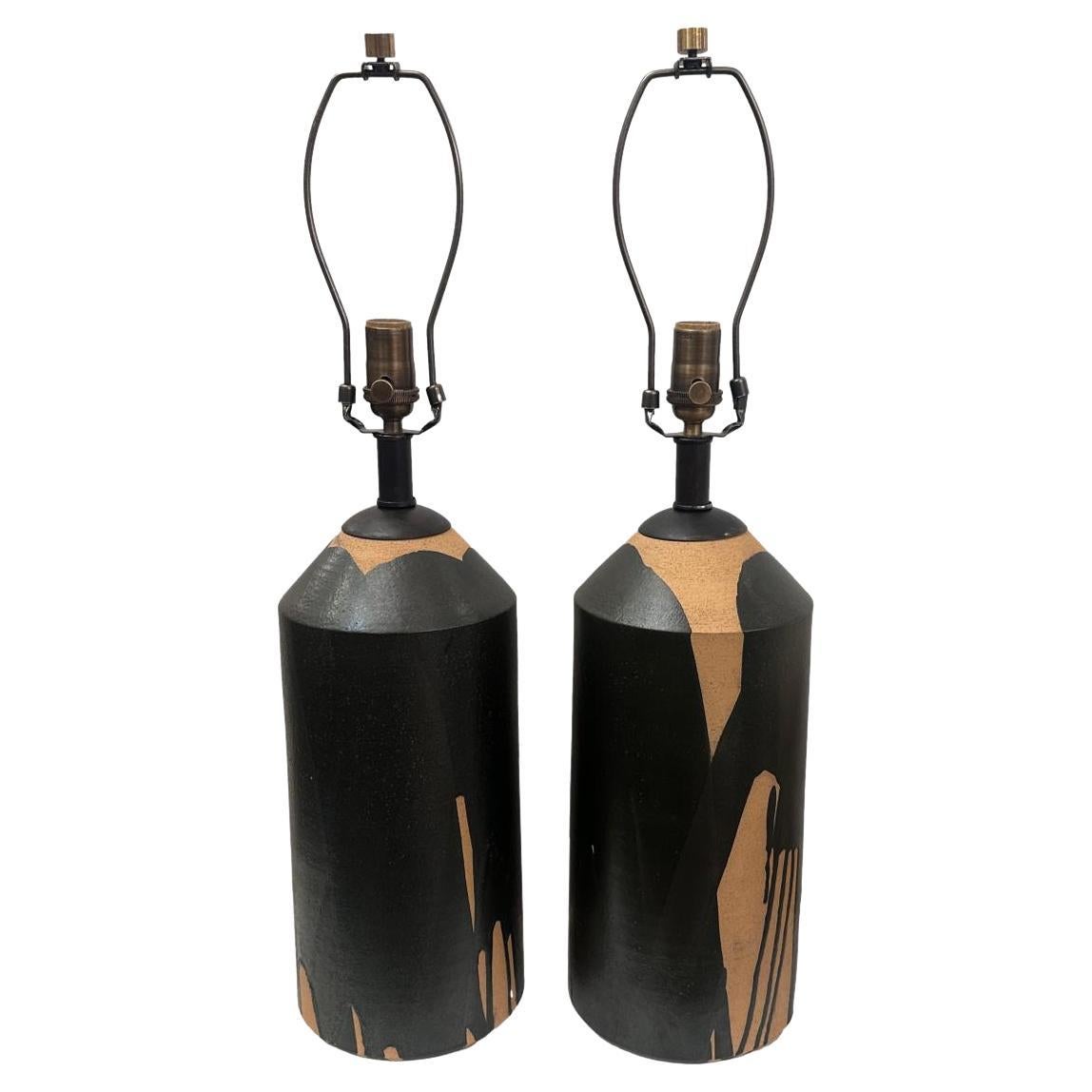 Paire de lampes en céramique vintage en vente
