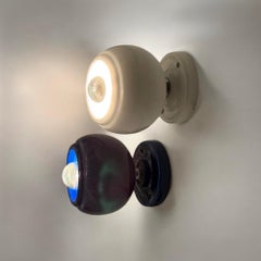 Pair of Vintage Ceramic Lamps in White & Blue - MCM Design Italian Lighting